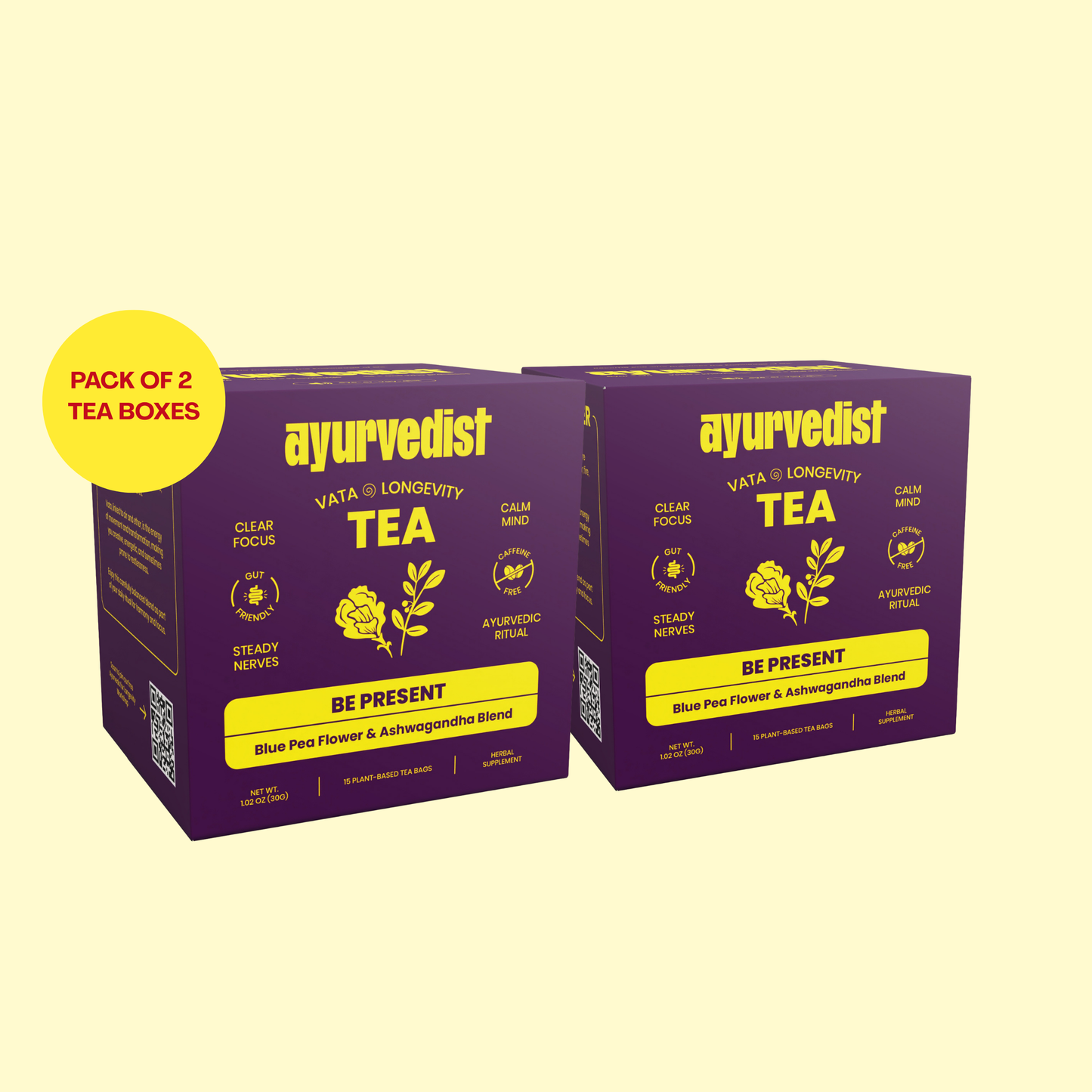 Be Present - Organic Vata Longevity | Ayurvedic Tea for Calm & Clear Focus