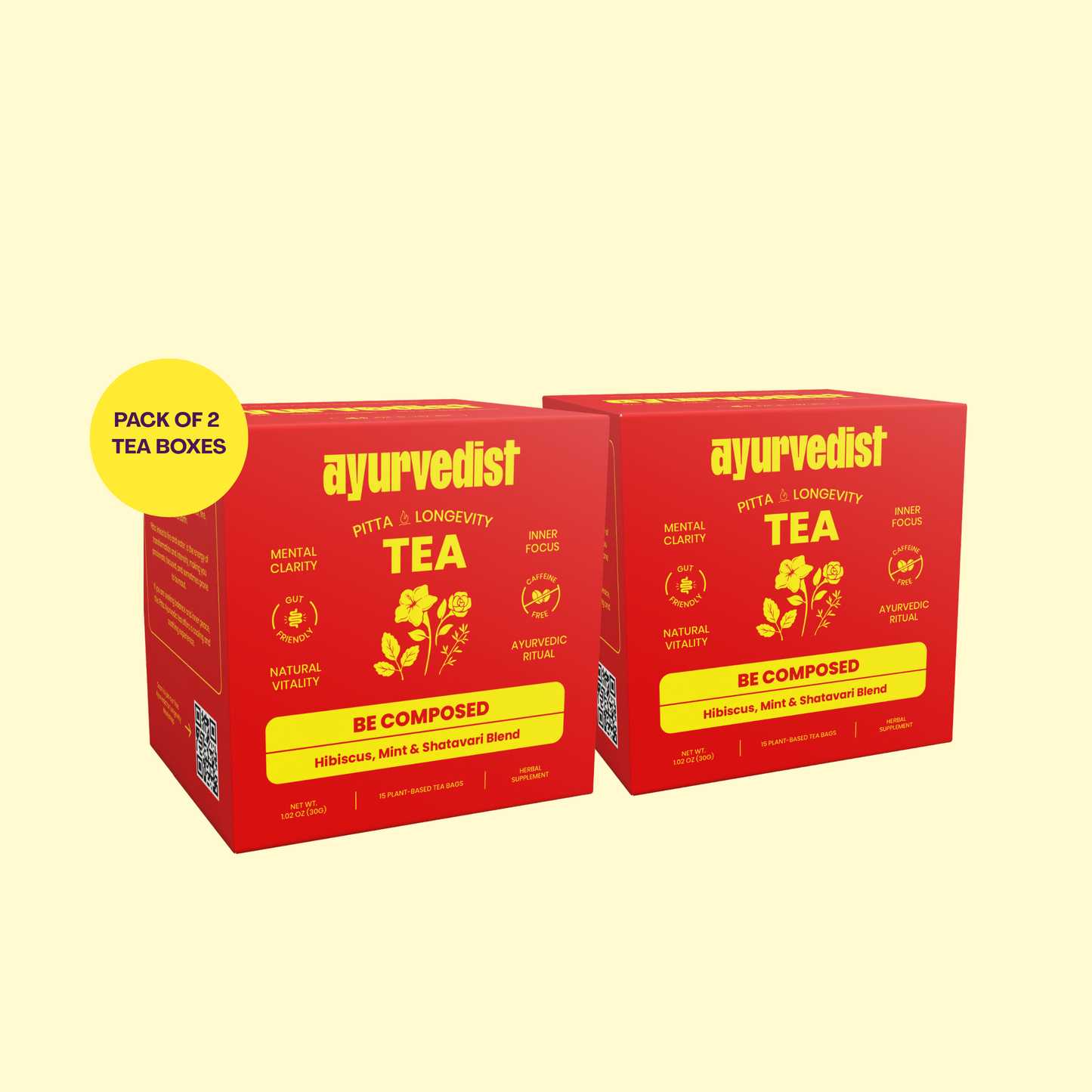 Be Composed - Organic Pitta Longevity | Ayurvedic Tea for Mental Clarity & Inner Focus