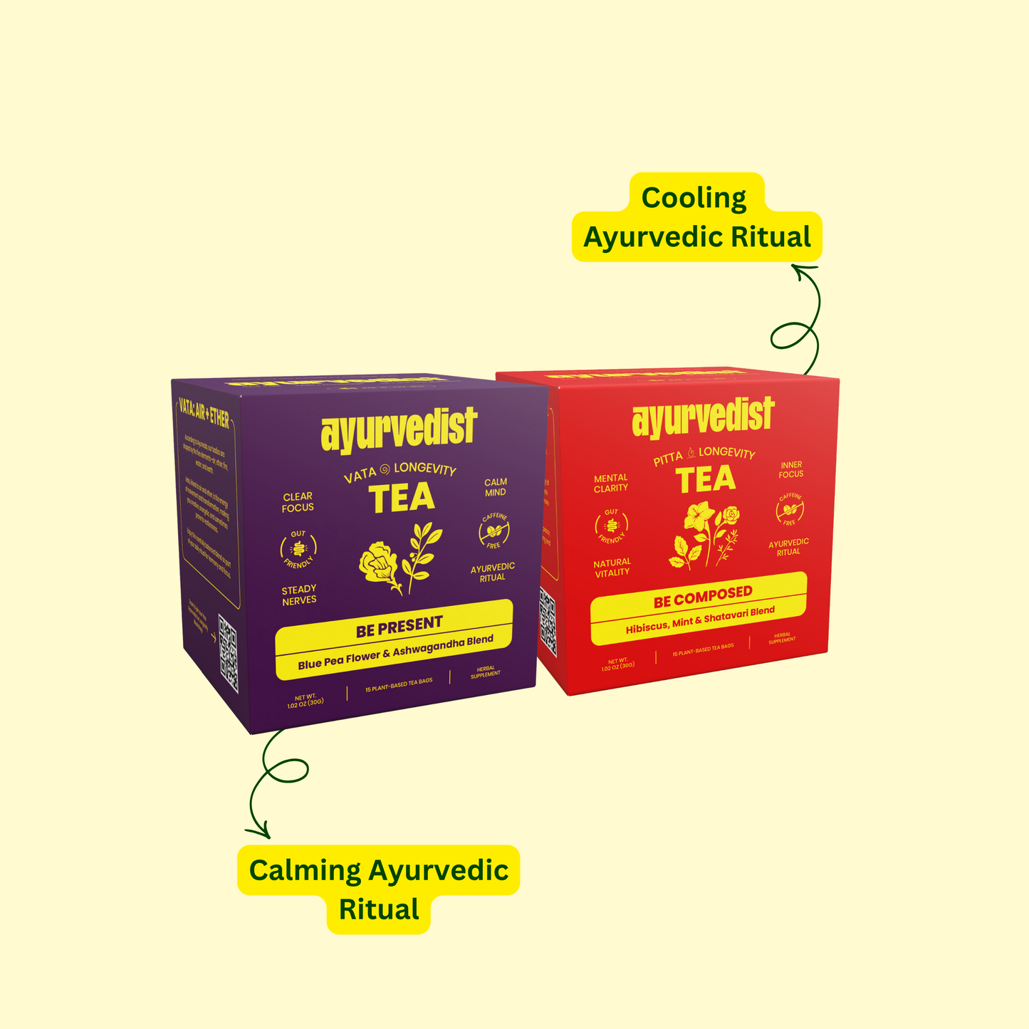 Calm & Clarity Longevity Duo | Vata + Pitta Ayurvedic Teas