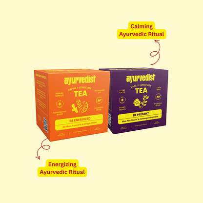 Energy & Calm Longevity Duo | Kapha + Vata Ayurvedic Teas