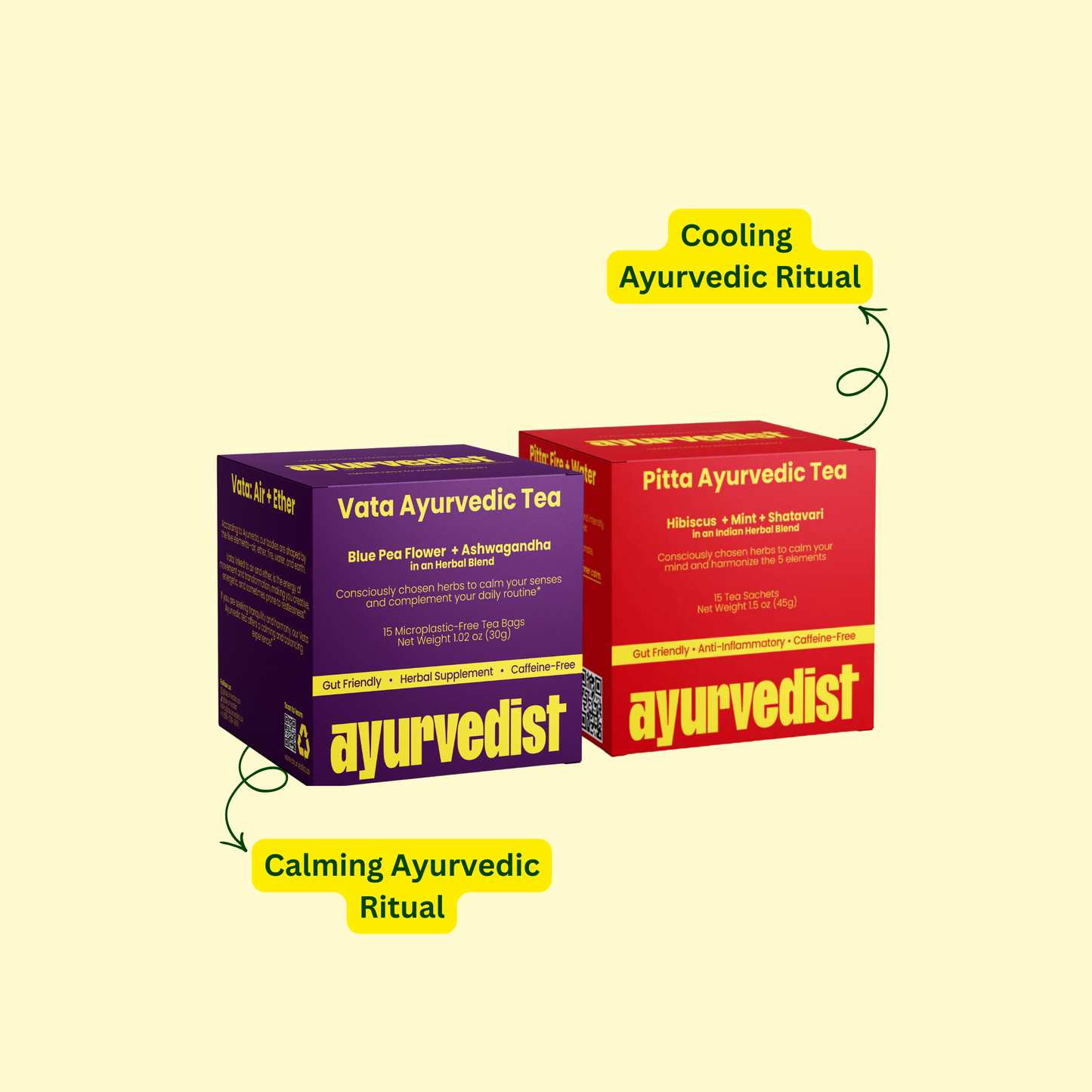 Calm & Cooling Longevity Herbal Tea Duo | Vata + Pitta Ayurvedic Teas