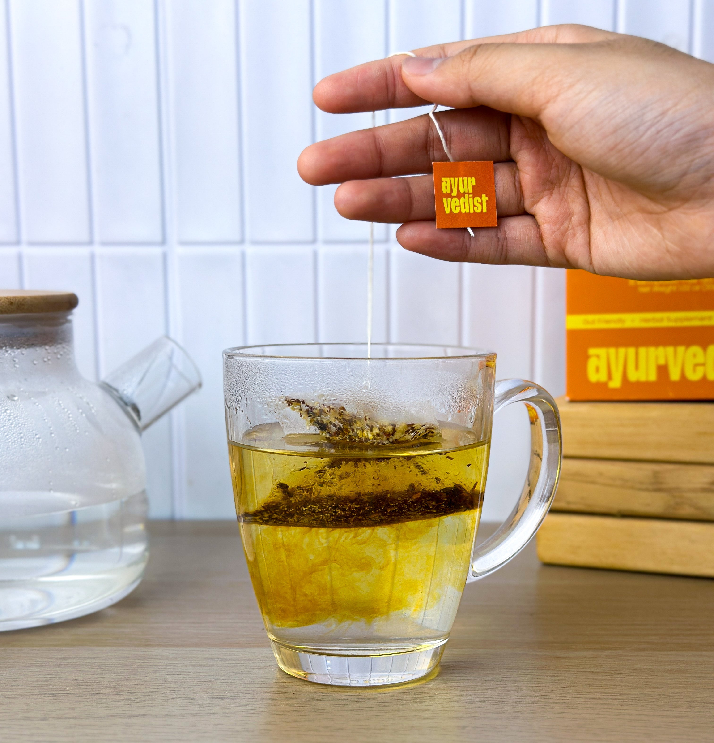 Be Energized caffeine-free Ayurvedic longevity tea box, compared to coffee and matcha for steady energy without jitters