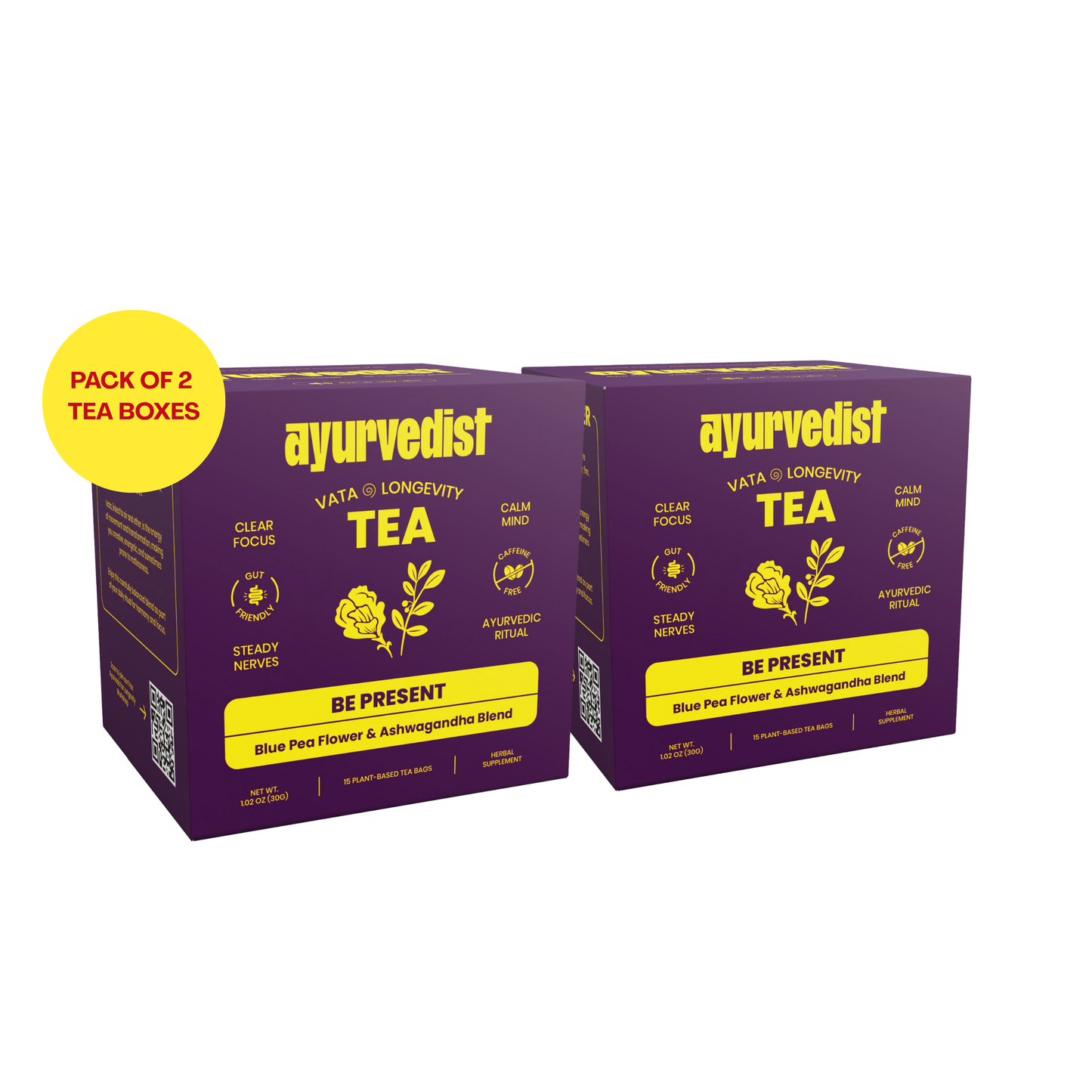 Be Present - Organic Vata Longevity | Ayurvedic Tea for Calm & Clear Focus