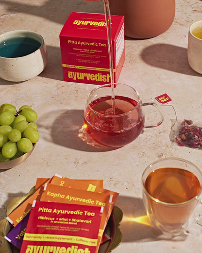 Energy & Clarity Longevity Herbal Tea Duo | Kapha + Pitta Ayurvedic Teas